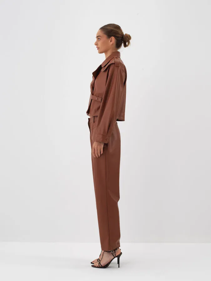 Leather Look Coat - Xint