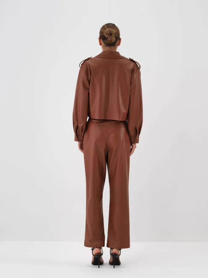 Leather Look Coat - Xint