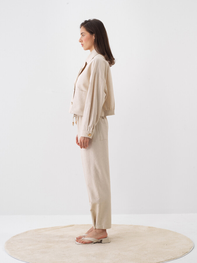 Natural Oversize Linen Jacket - 3