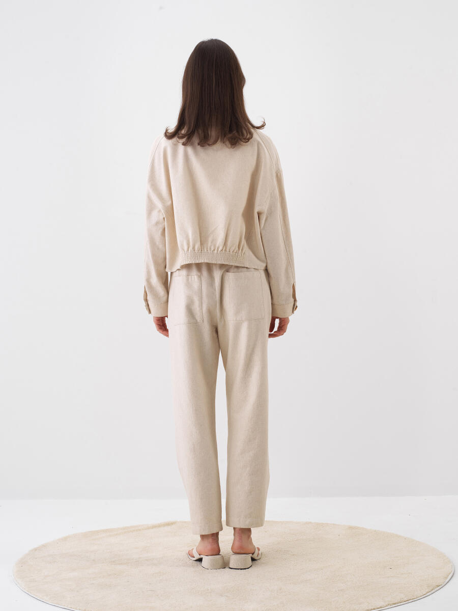Natural Oversize Linen Jacket - 5