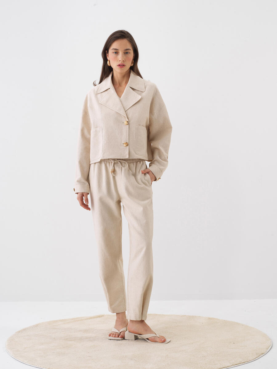 Natural Oversize Linen Jacket - 2