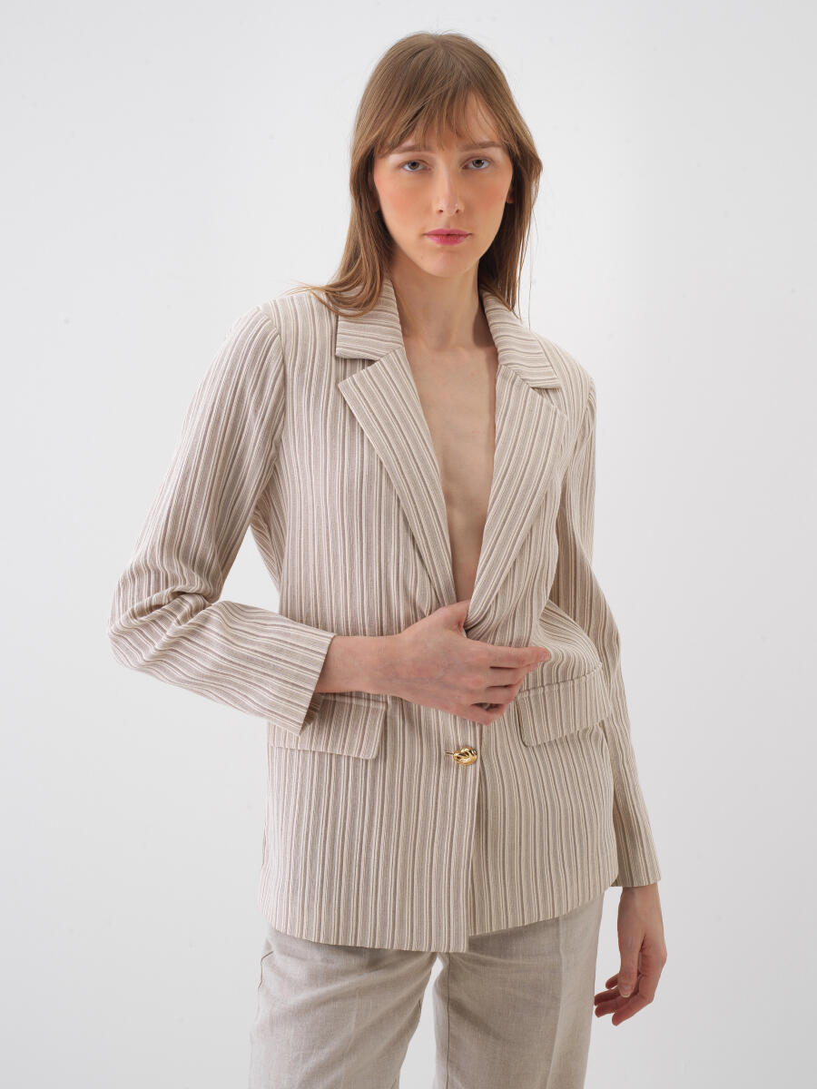 Natural Regular Fit Cotton Jacket - 1