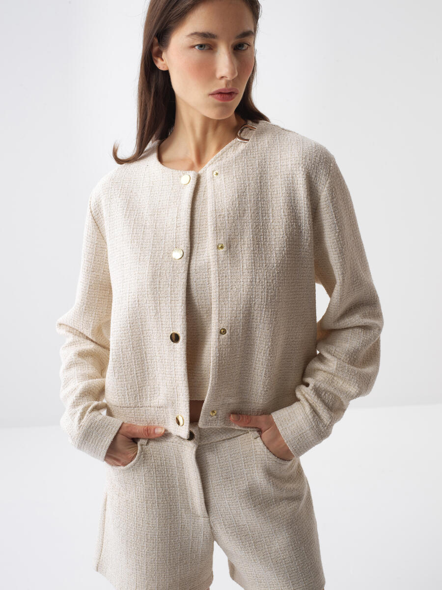 Natural Regular Fit Linen Jacket - 1