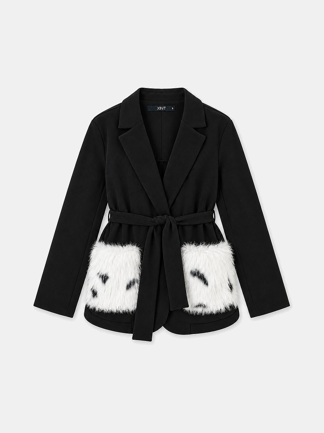 Navy Blue Modal Textured Oversized Jacket - 1
