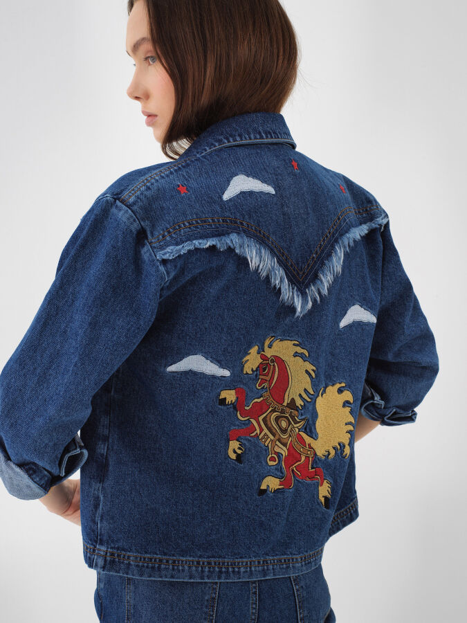 Printed Denim Jacket - Xint