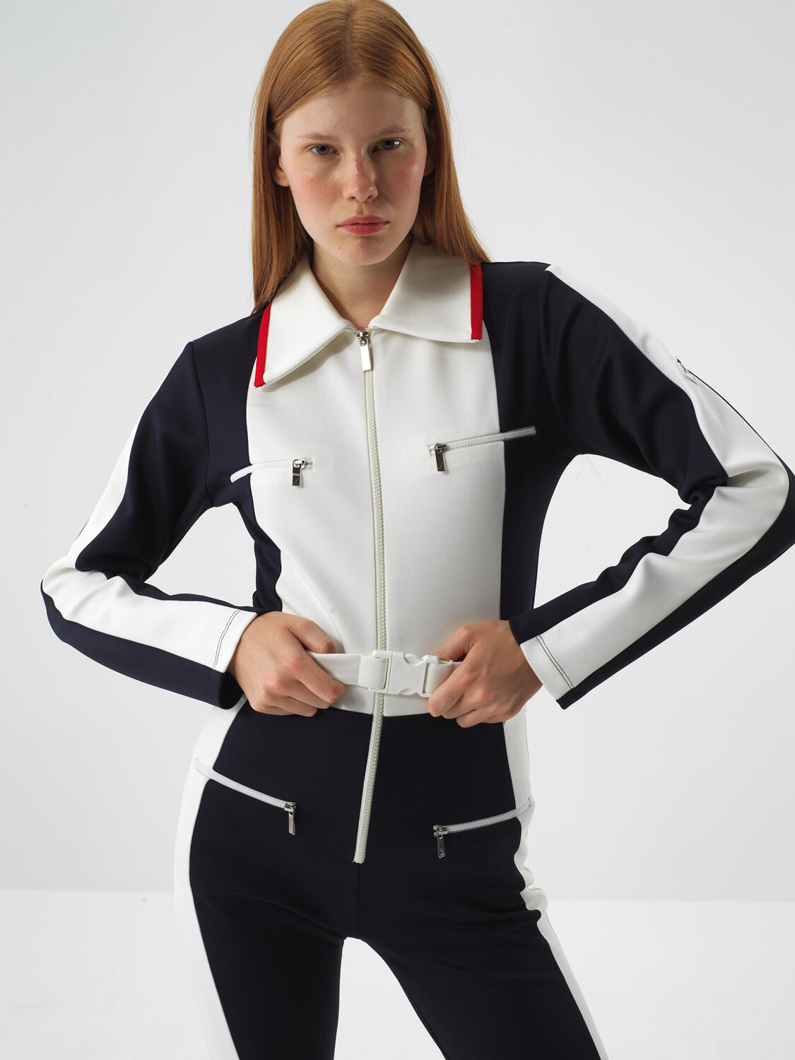 Navy Blue Flexible Textured Regular Fit Jumpsuit - 2