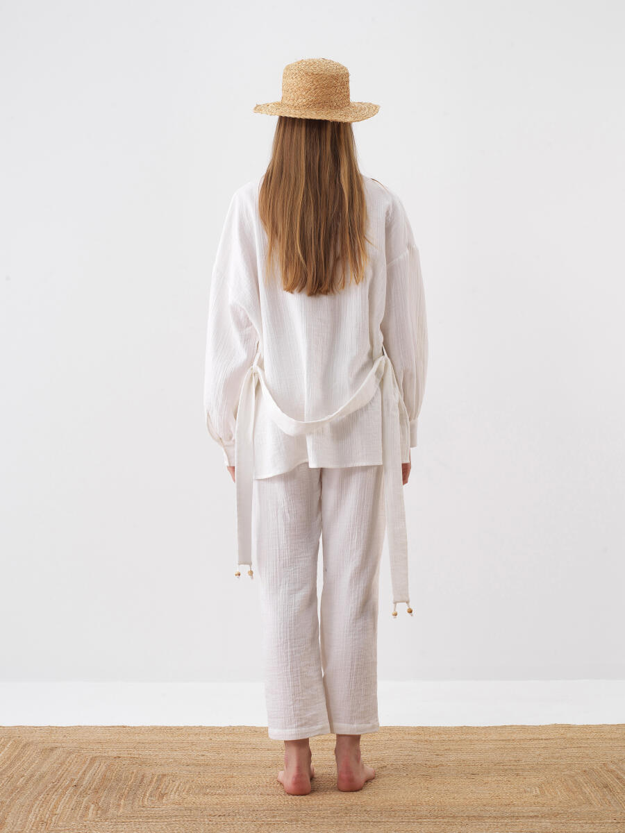 White Oversize Cotton Kimono - 6