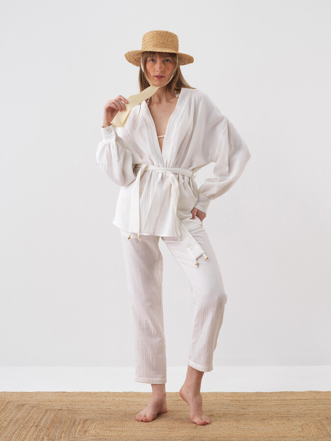 White Oversize Cotton Kimono