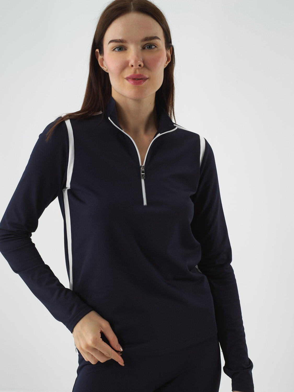 Navy Blue Flexible Textured Regular Fit Long Sleeve T-Shirt - Xint