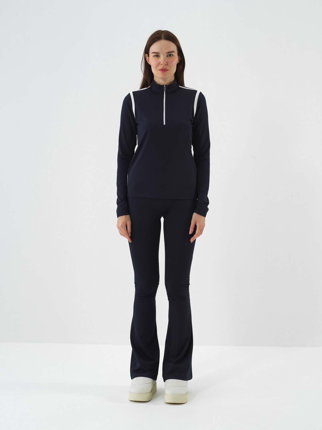 Navy Blue Flexible Textured Regular Fit Long Sleeve T-Shirt - Xint