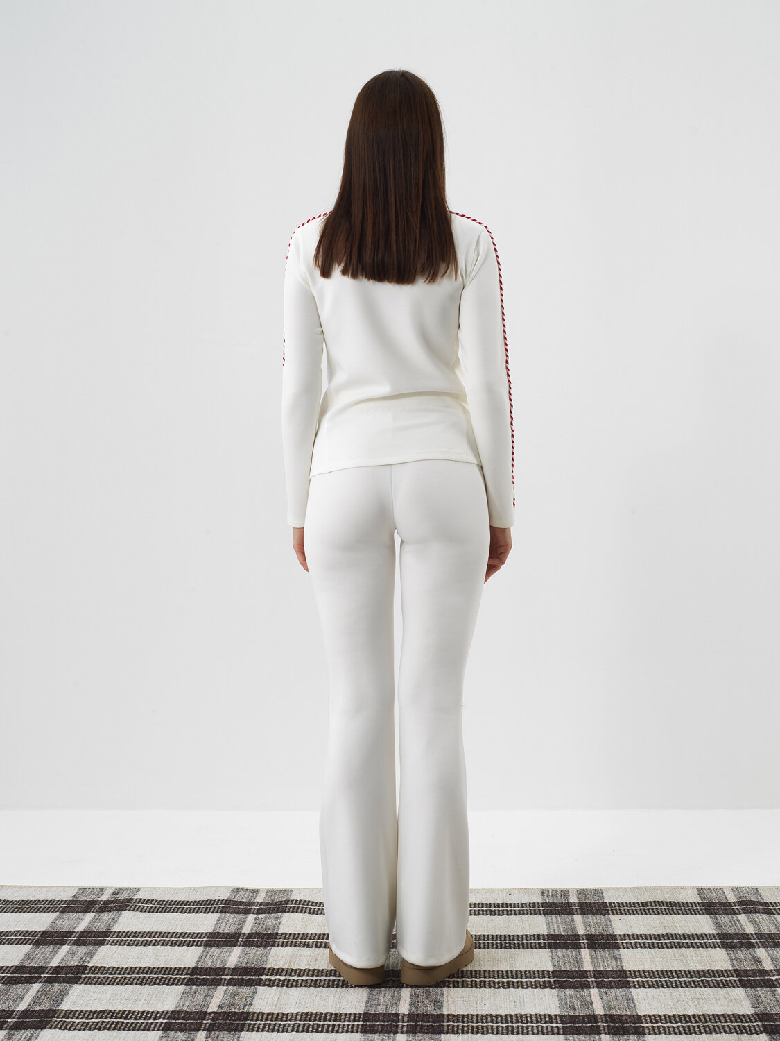 Ecru Modal Textured Regular Fit Long Sleeve T-Shirt - Xint