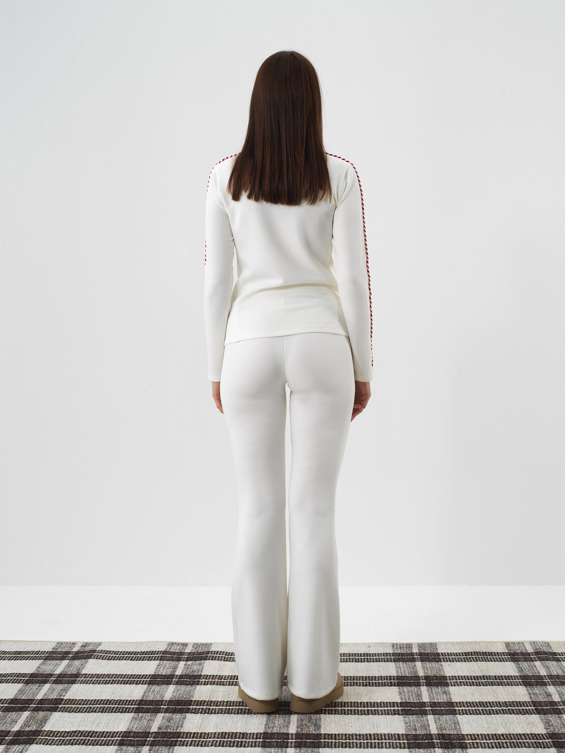 Ecru Modal Textured Regular Fit Long Sleeve T-Shirt - 5