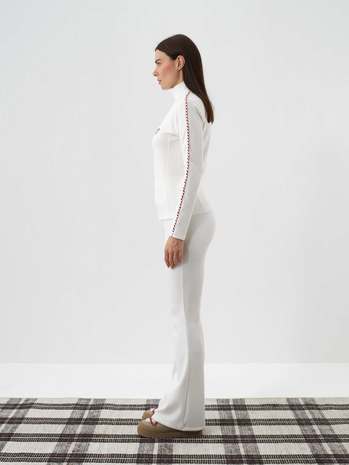 Ecru Modal Textured Regular Fit Long Sleeve T-Shirt - Xint