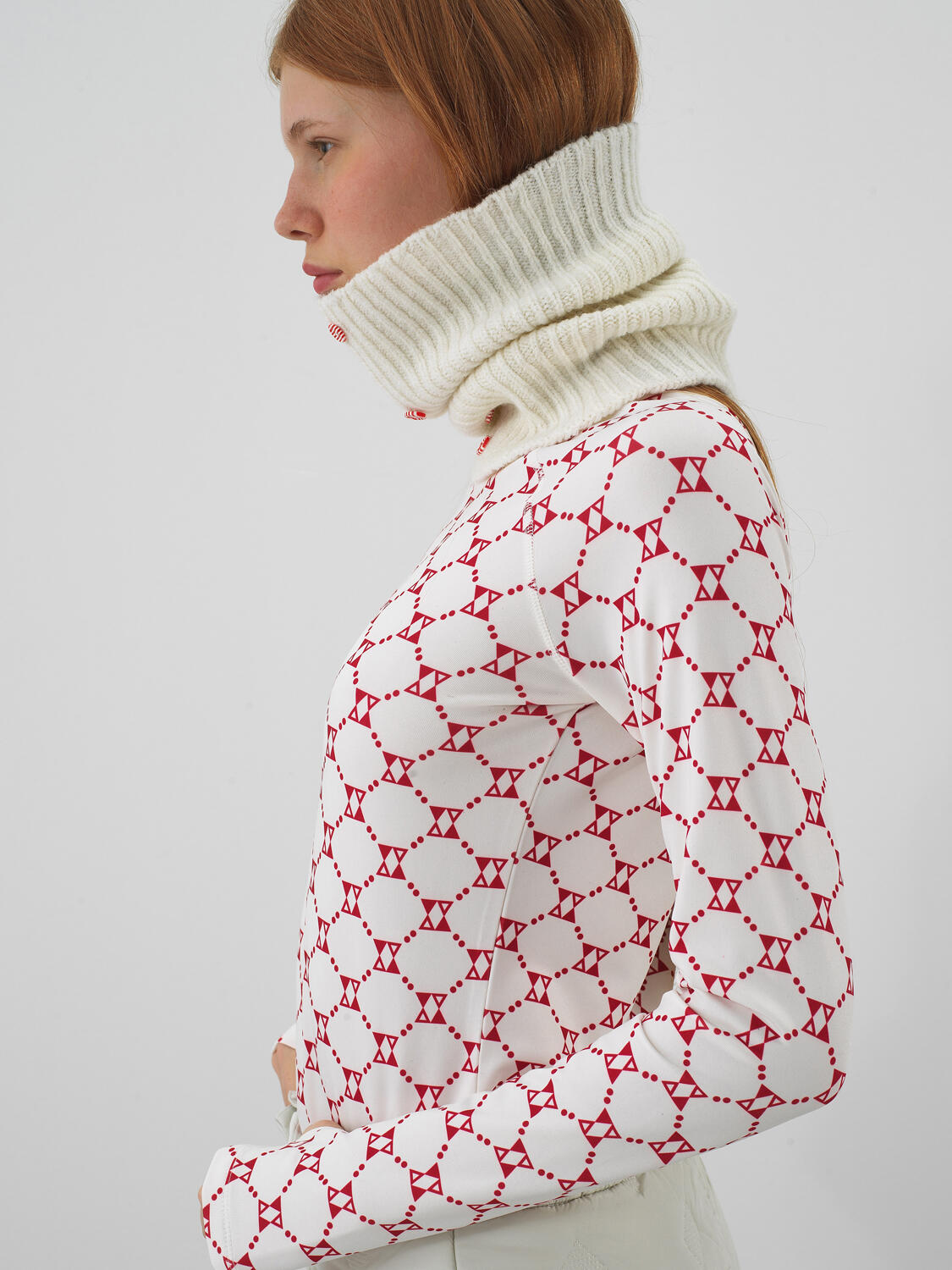 Ecru Natural Wool Textured Standard Fit Neck Collar - 3