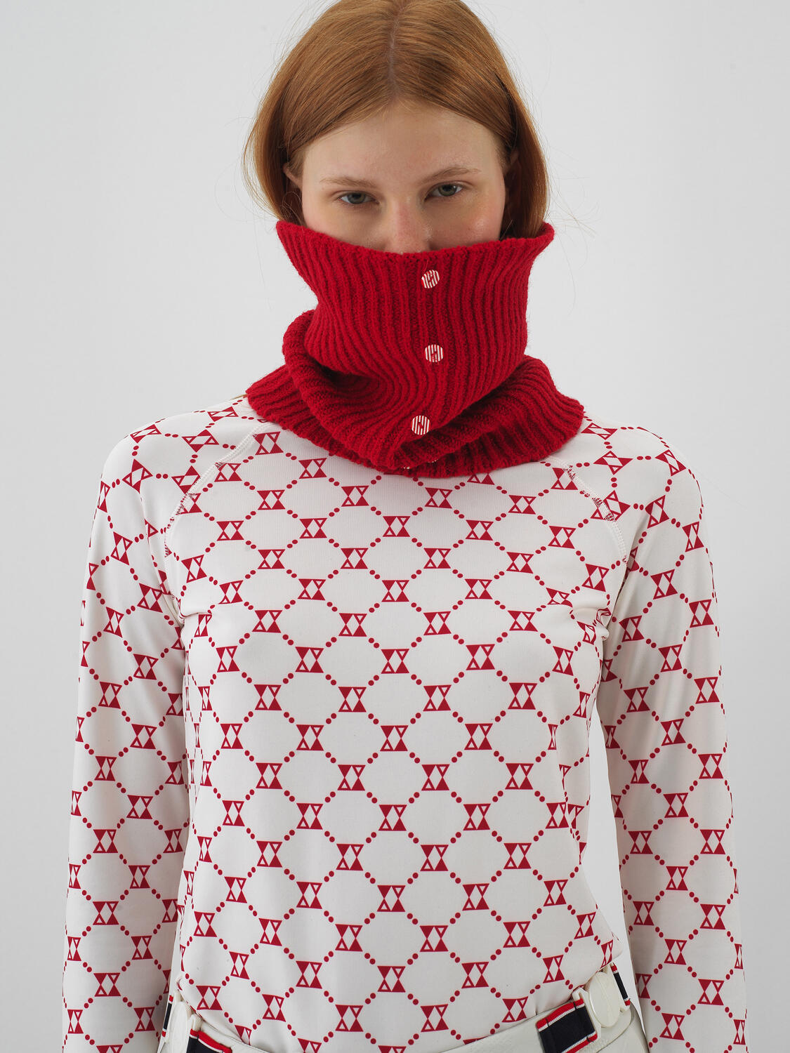 Red Natural Wool Textured Standard Fit Neck Collar - 3