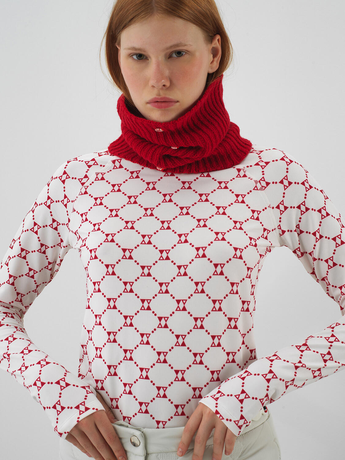 Red Natural Wool Textured Standard Fit Neck Collar - 2