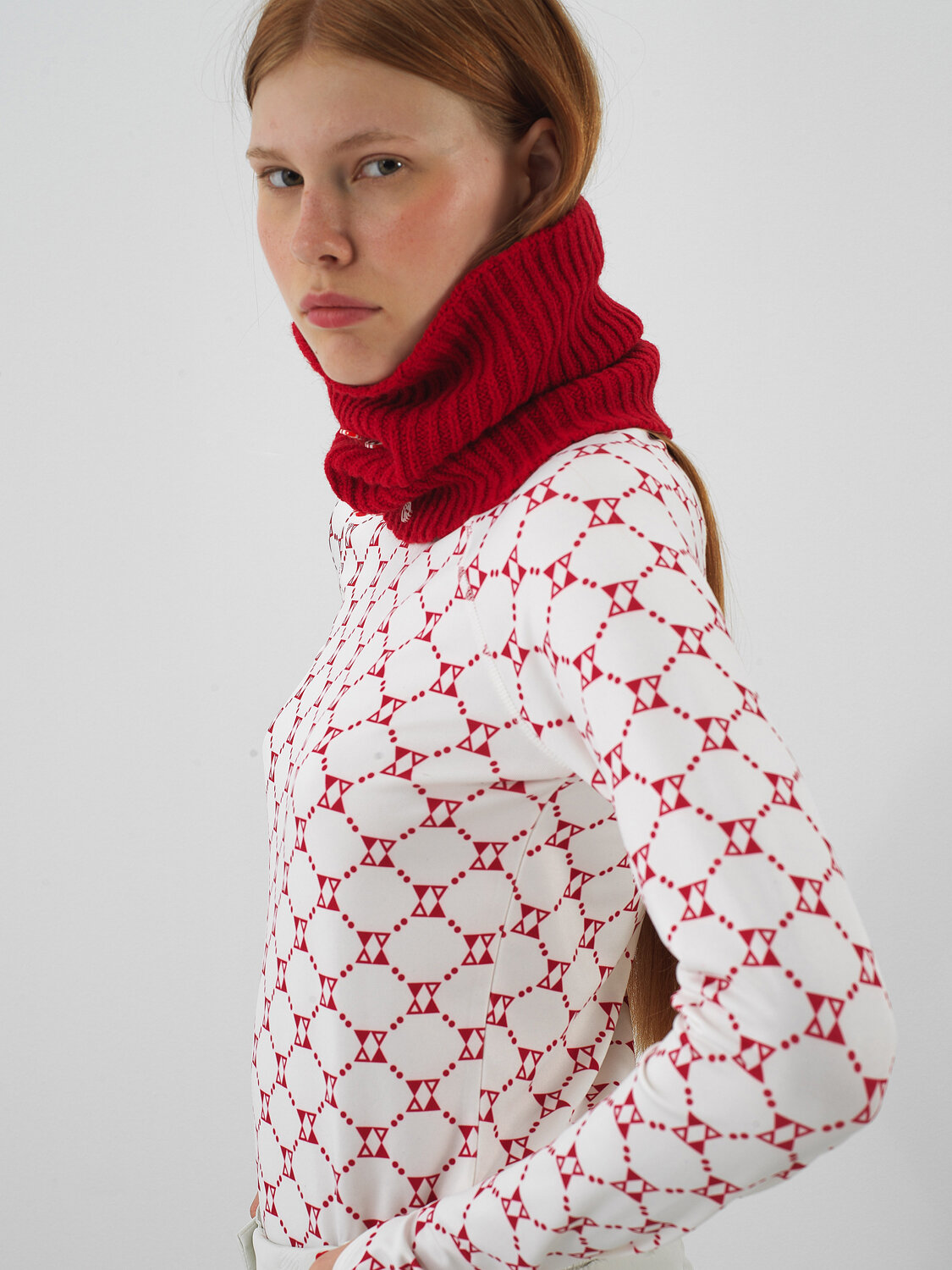 Red Natural Wool Textured Standard Fit Neck Collar - Xint