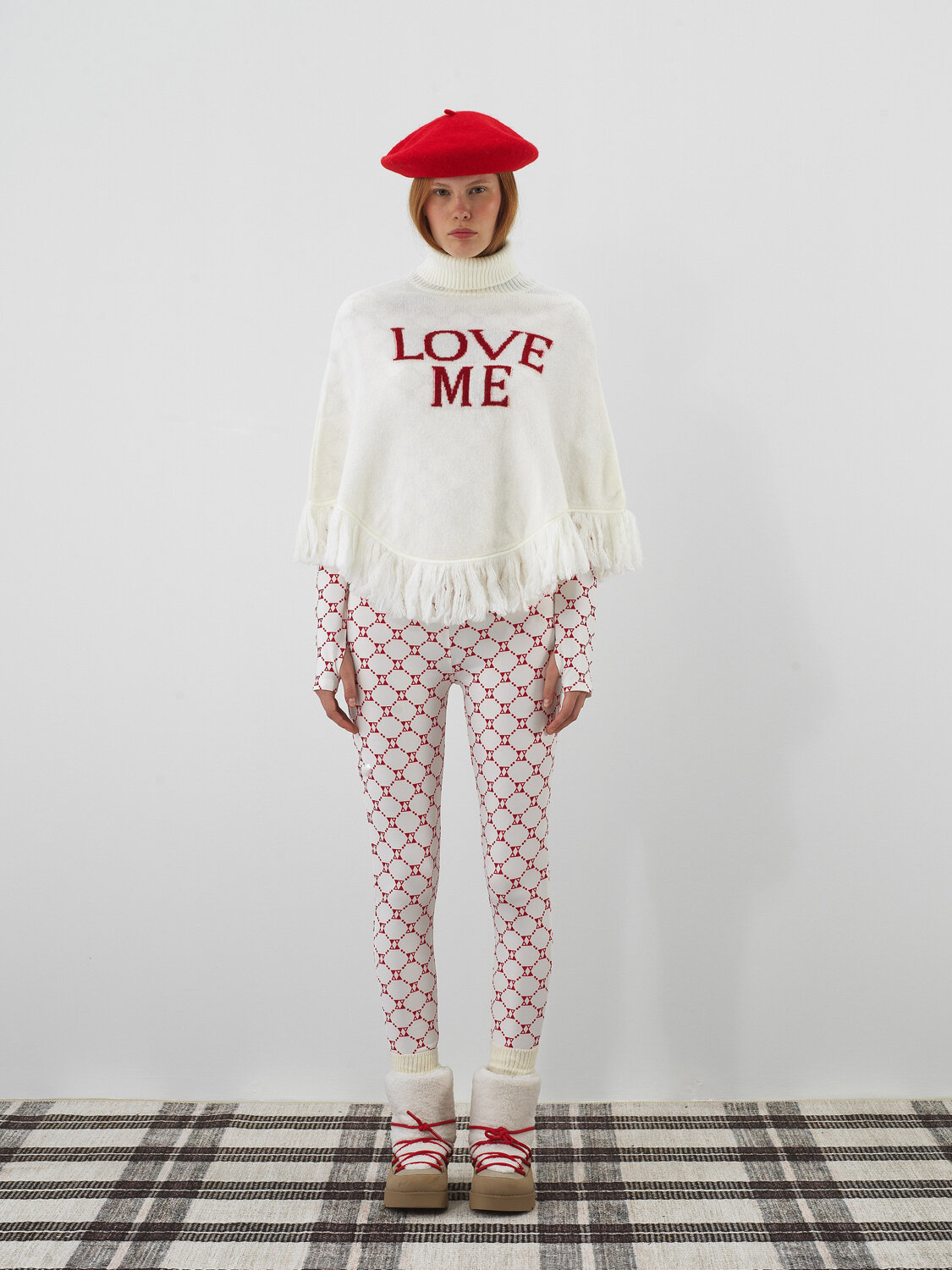 Patterned Mohair Poncho - Xint