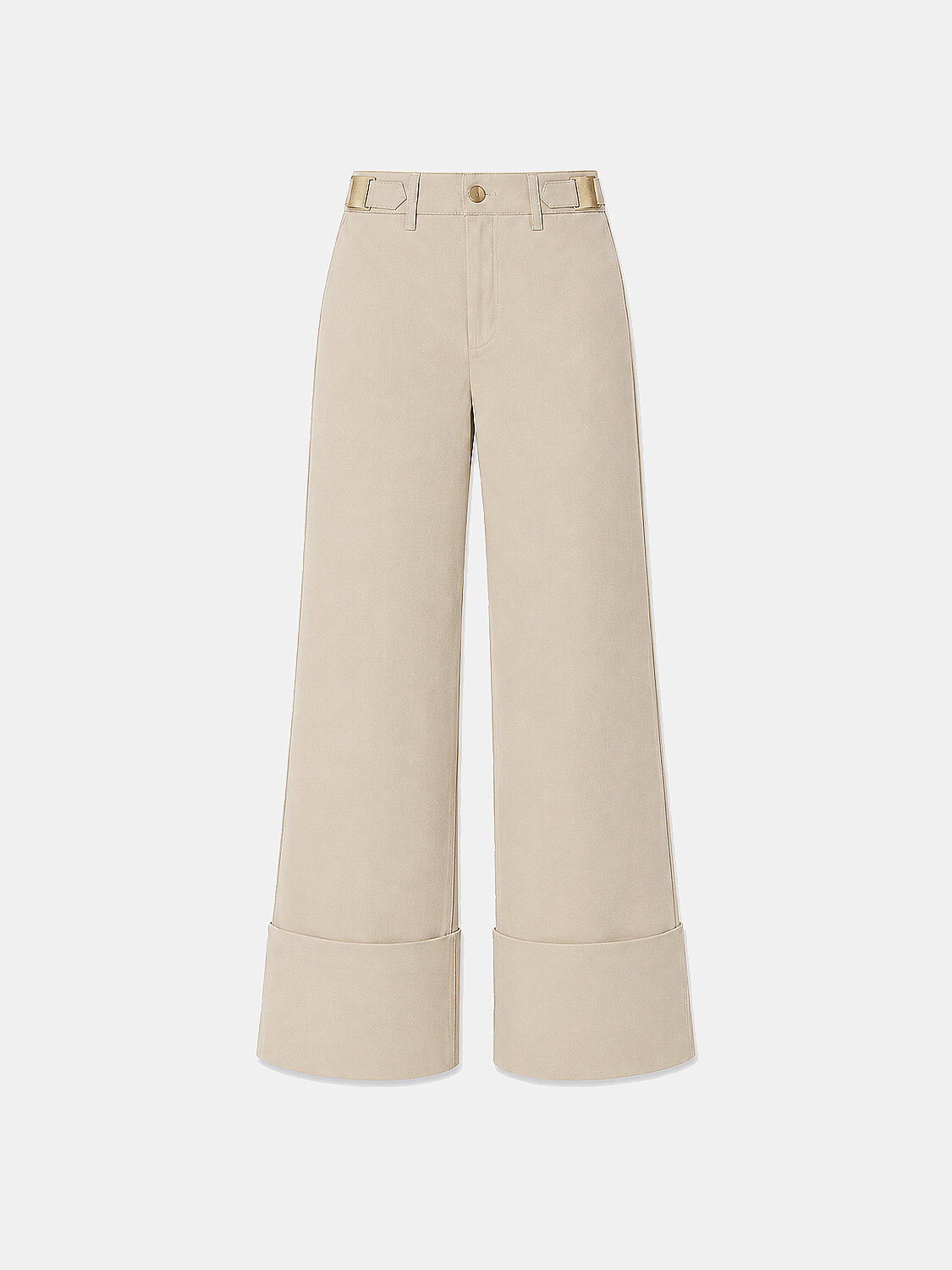 Beige Cotton Textured Oversized Trousers