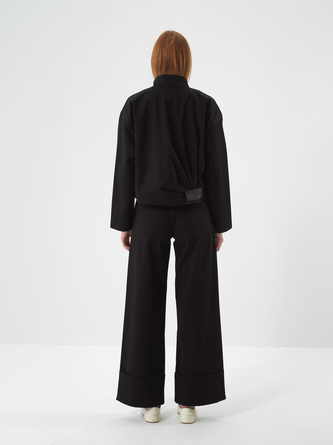 Black Cotton Textured Oversized Trousers - 4