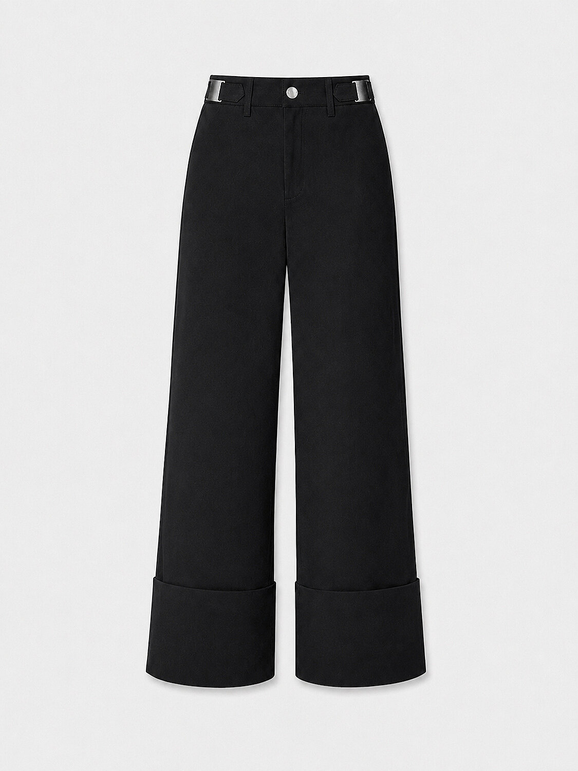 Black Cotton Textured Oversized Trousers - 5