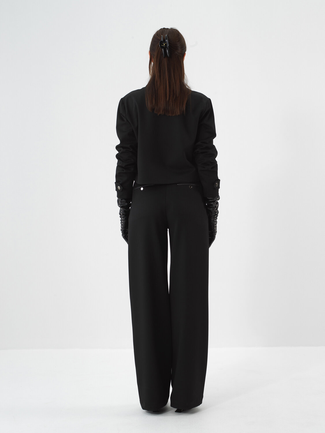 Black Flexible Textured Oversize Trousers - Xint