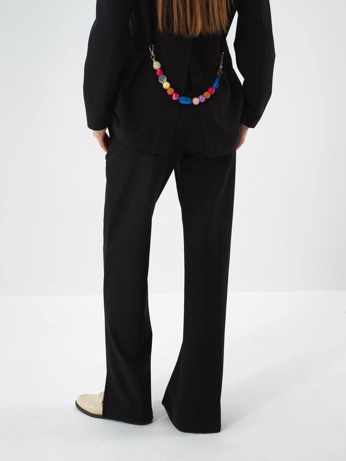 Black Flexible Textured Regular Fit Trousers - Xint