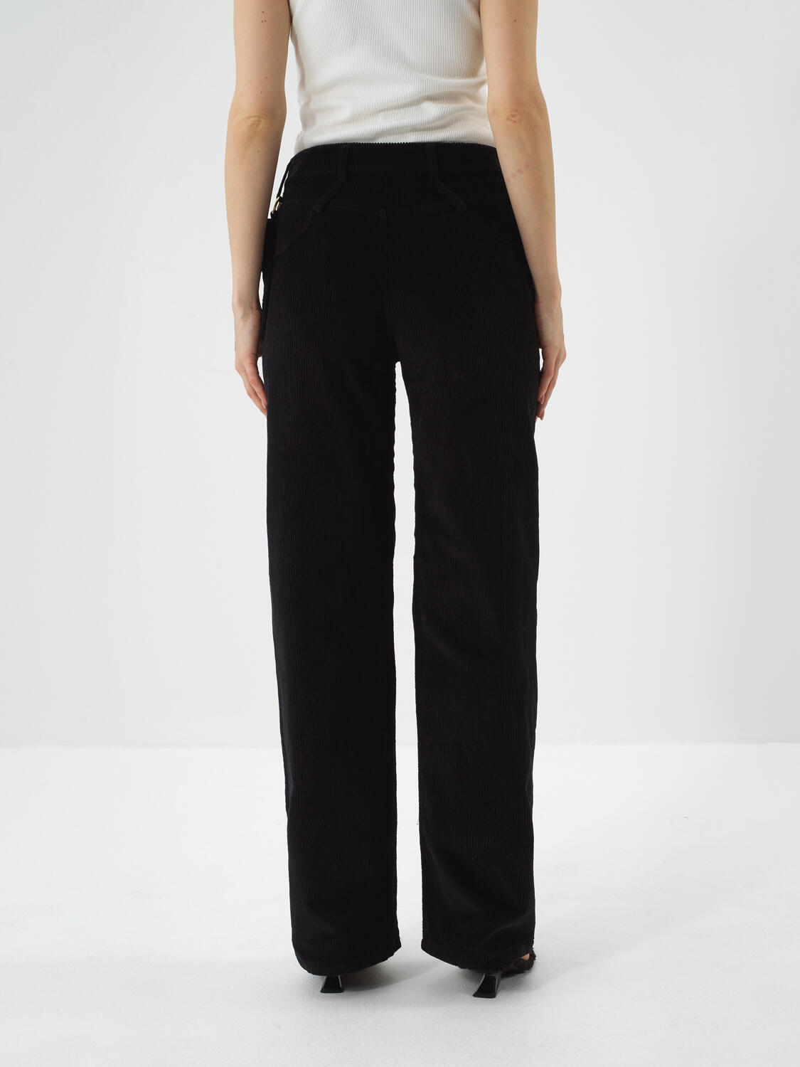 Black Luxurious Textured Soft Velvet Oversize Trousers - 4