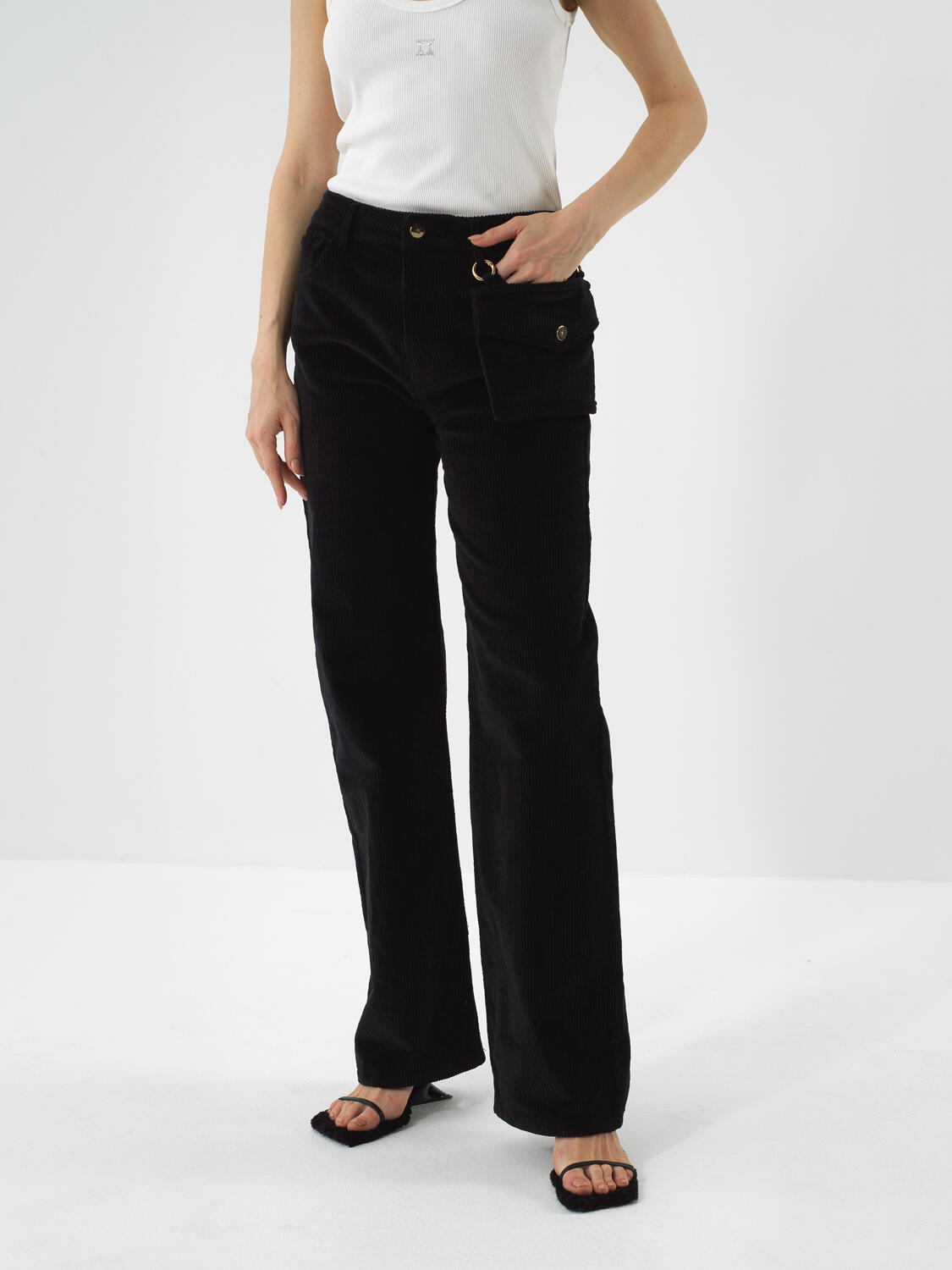 Black Luxurious Textured Soft Velvet Oversize Trousers
