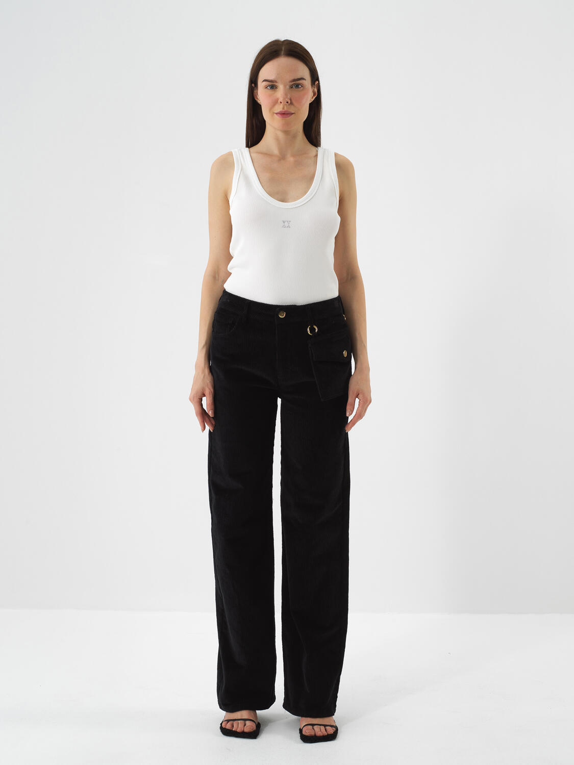 Black Luxurious Textured Soft Velvet Oversize Trousers - 2