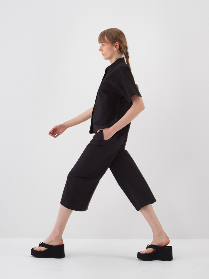 Black Oversize Cotton Trousers - 2