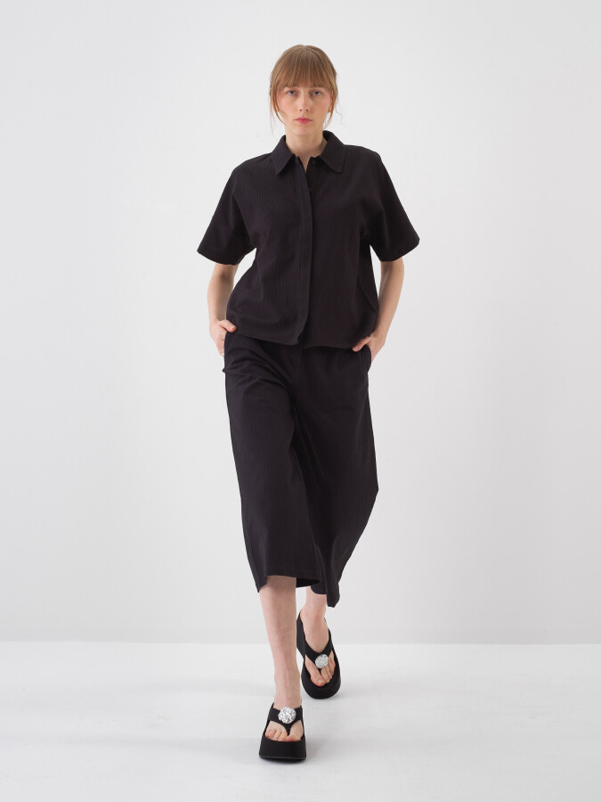 Black Oversize Cotton Trousers - 5