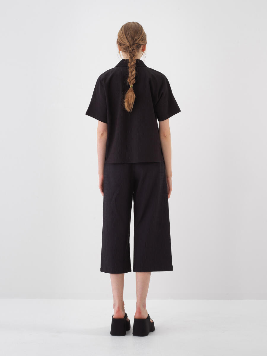 Black Oversize Cotton Trousers - 4