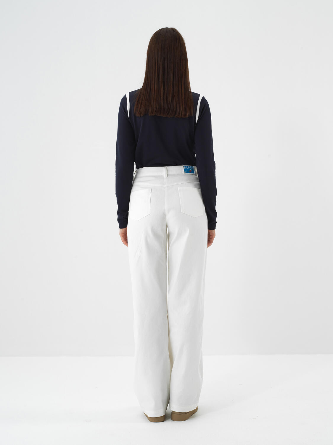 Ecru Cotton Textured Oversize Trousers - 5