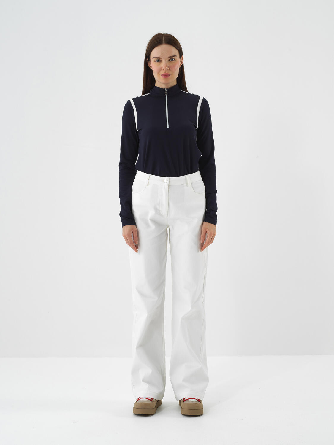 Ecru Cotton Textured Oversize Trousers - 2