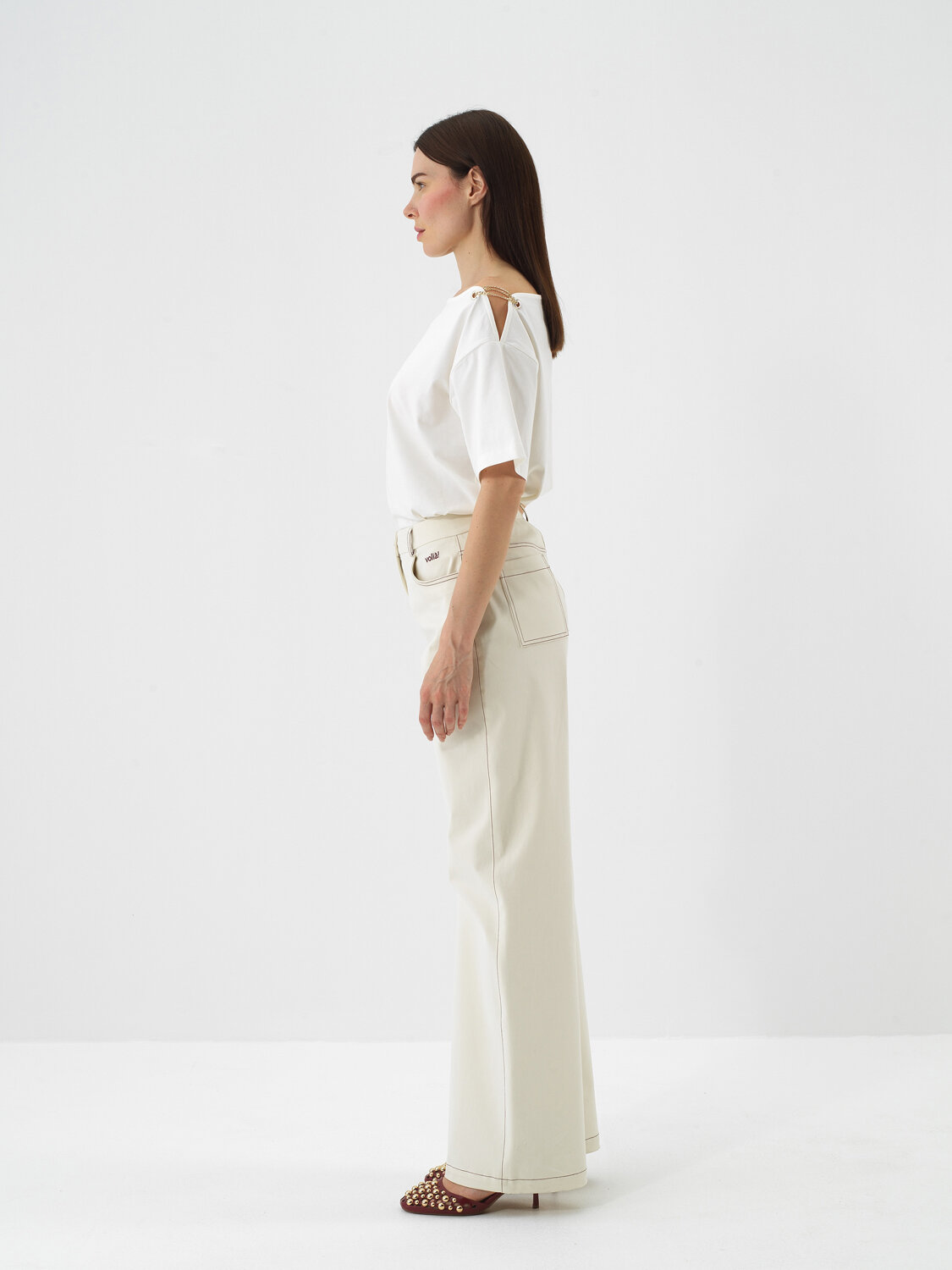 Ecru Modal Textured Oversize Trousers - Xint