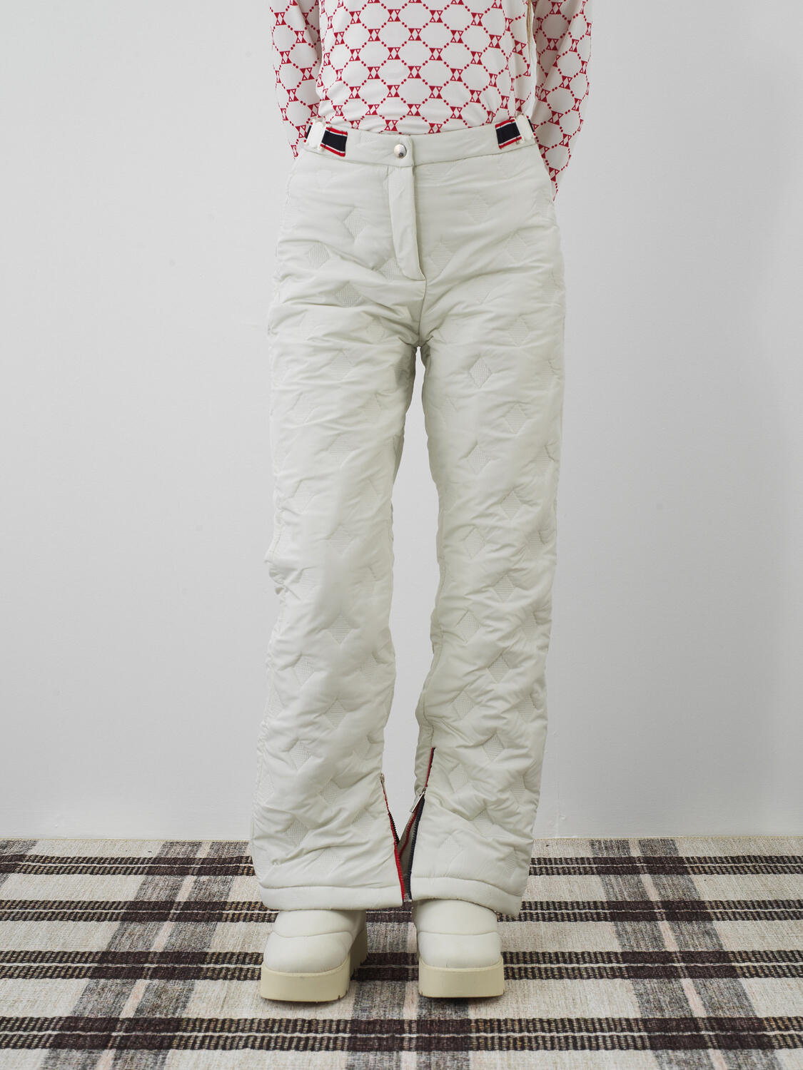 Ecru Quilted Textured Oversize Trousers