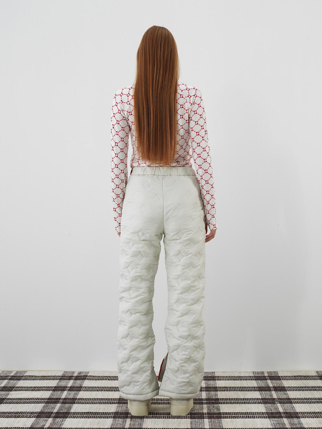 Ecru Quilted Textured Oversize Trousers - 6