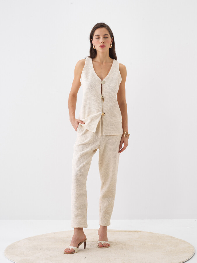 Natural Oversize Cotton Trousers - 5