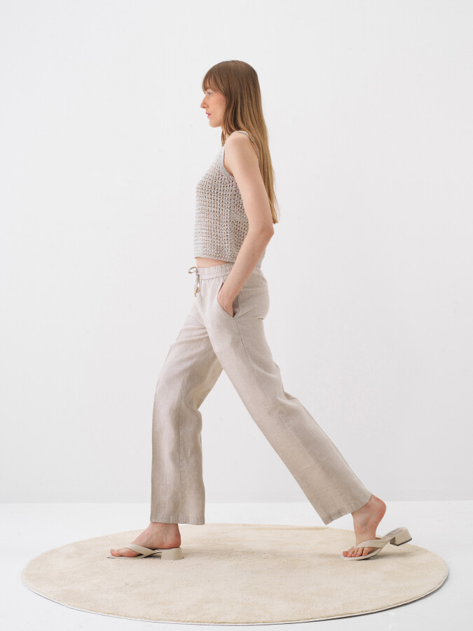 Natural Oversize Linen Trousers (1)