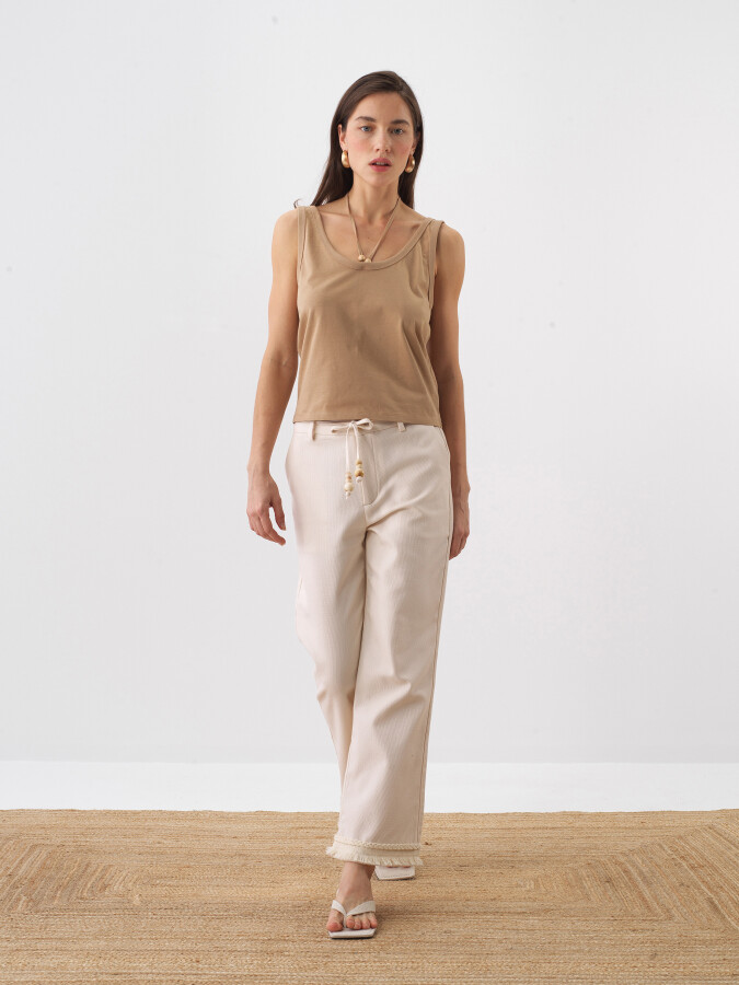 Natural Regular Fit Cotton Trousers - 2