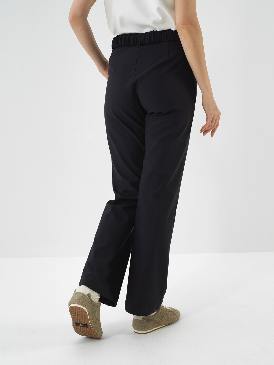 Navy Blue Flexible Textured Oversize Trousers - Xint