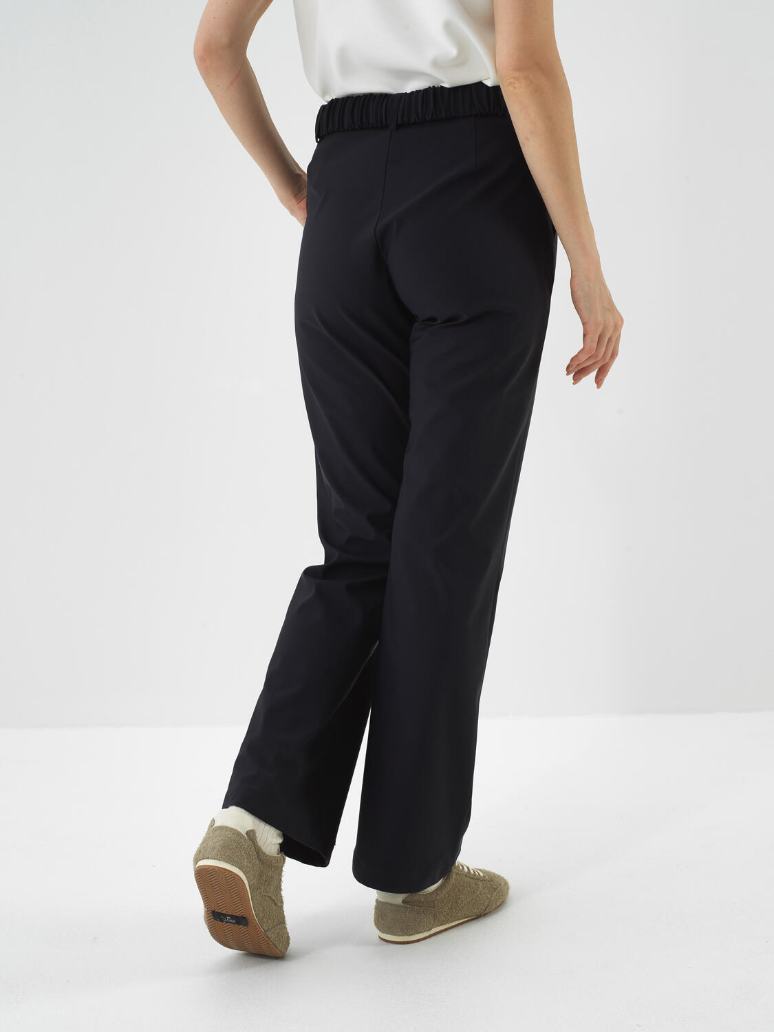 Navy Blue Flexible Textured Oversize Trousers - 4