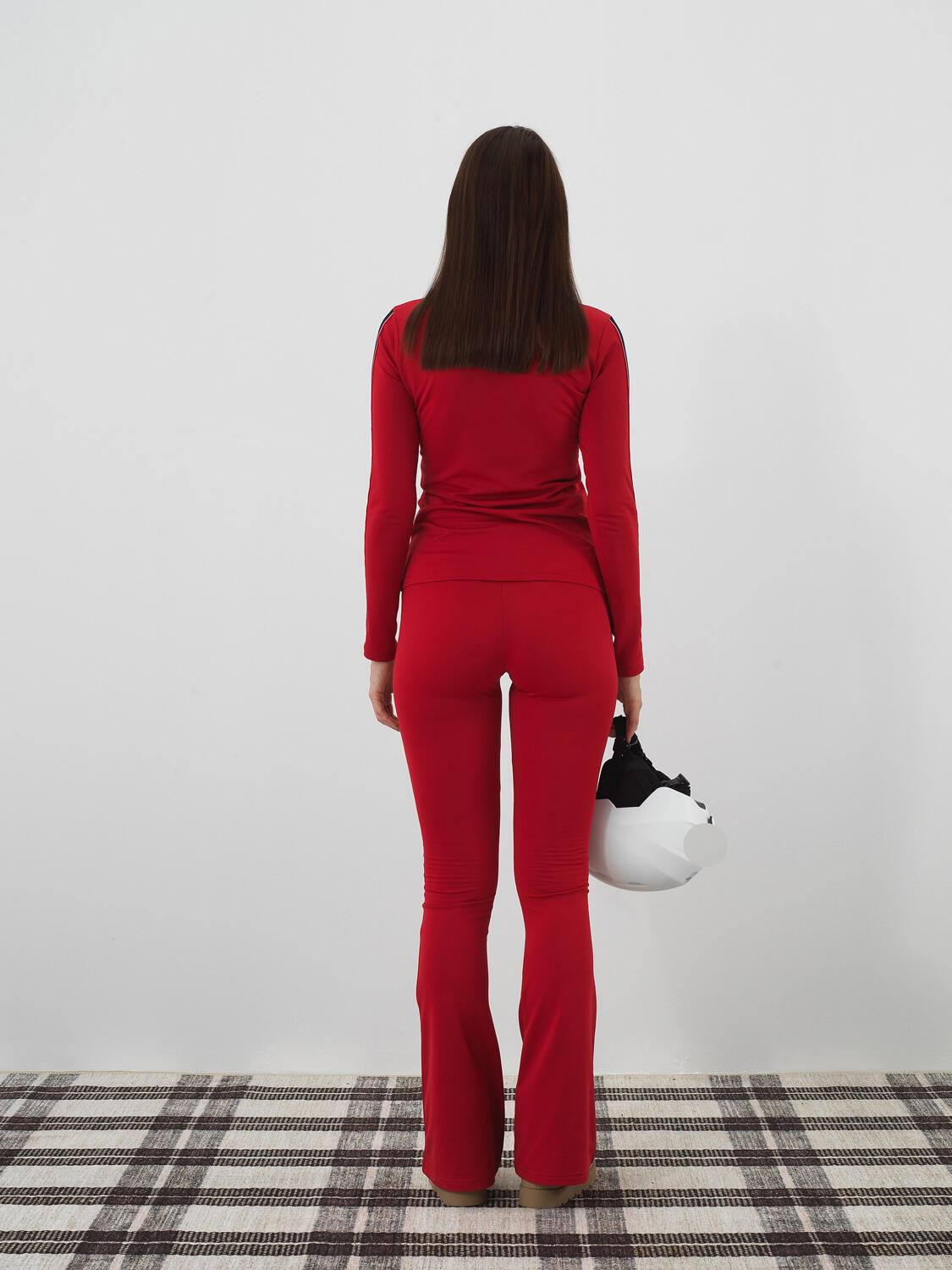 Red Flexible Textured Regular Fit Trousers - 6