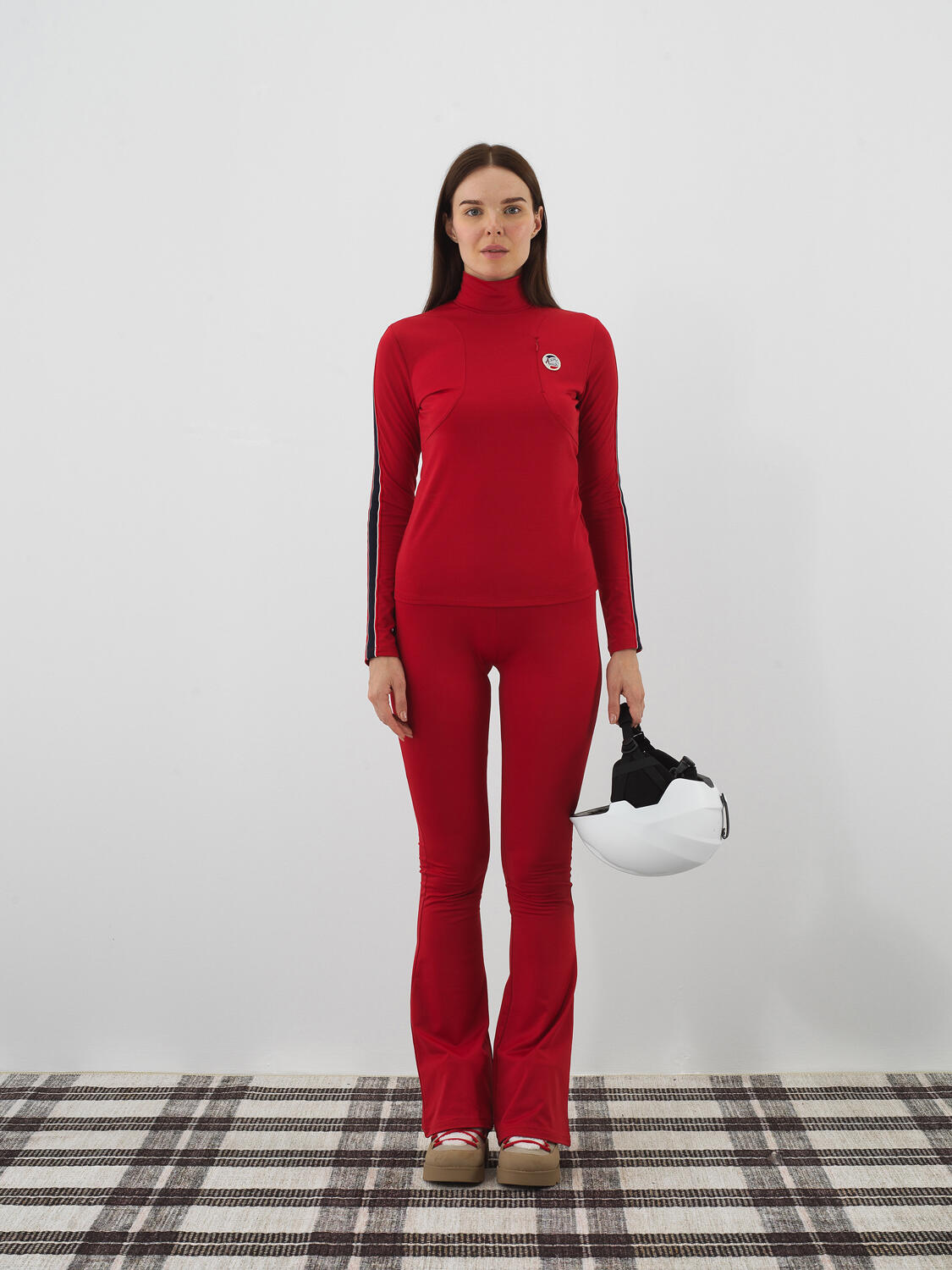 Red Flexible Textured Regular Fit Trousers - 2