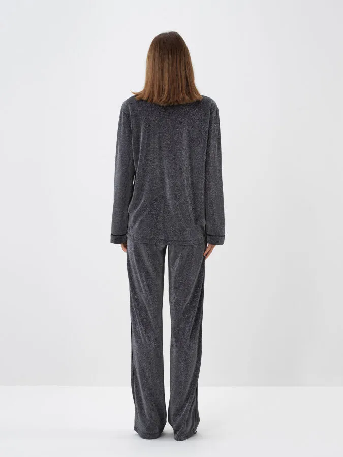 Shiny Glossy Plain Pants - Xint