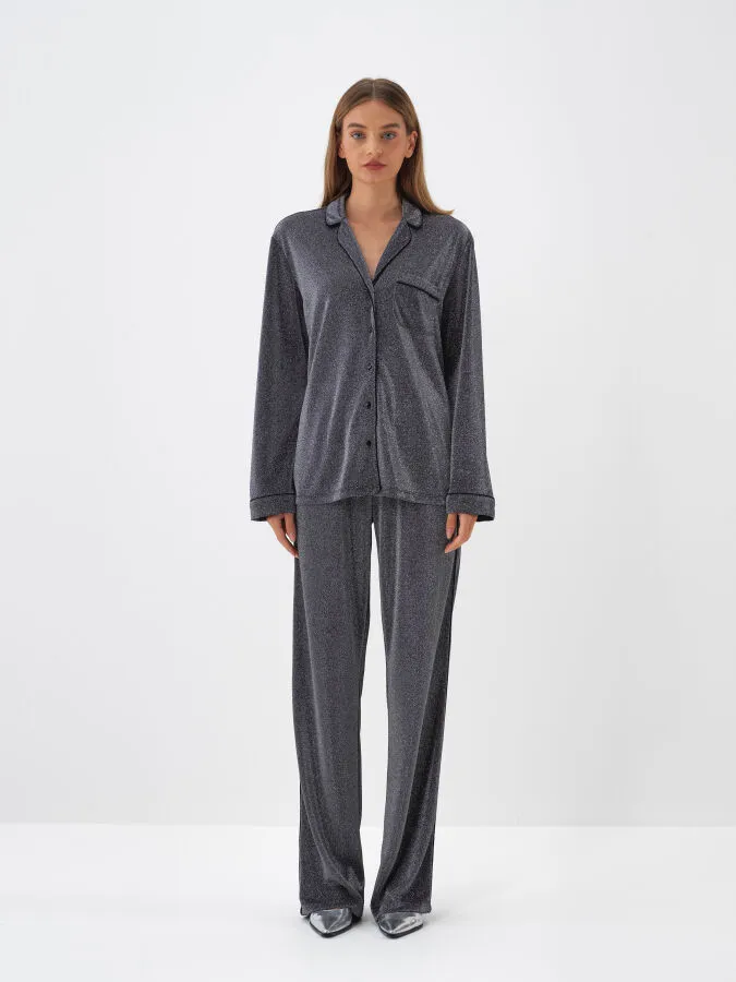 Shiny Glossy Plain Pants - Xint