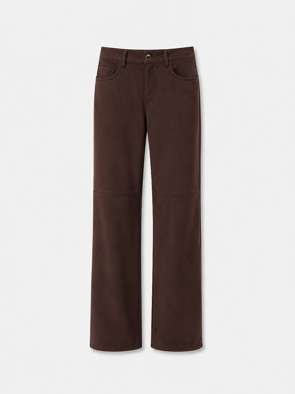 Suede Look Plain Pants - 1