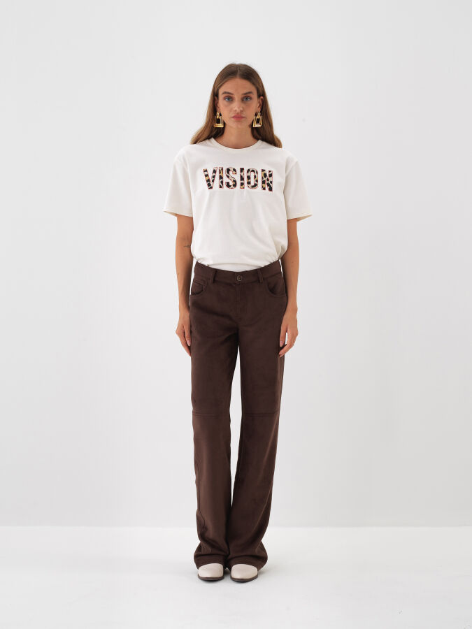 Suede Look Plain Pants - Xint