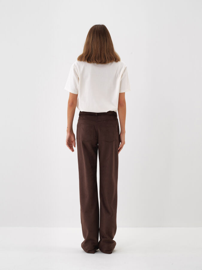 Suede Look Plain Pants - Xint